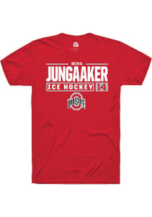Mira Jungaaker Red Ohio State Buckeyes NIL Stacked Box Short Sleeve T Shirt