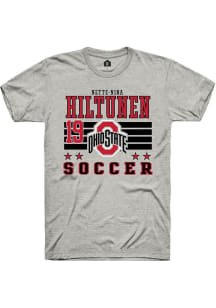 Nette-Nina Hiltunen Ash Ohio State Buckeyes NIL Striped Short Sleeve T Shirt