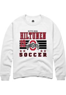 Nette-Nina Hiltunen Rally Mens White Ohio State Buckeyes NIL Striped Crew Sweatshirt