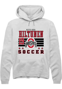 Nette-Nina Hiltunen Rally Mens White Ohio State Buckeyes NIL Striped Hooded Sweatshirt