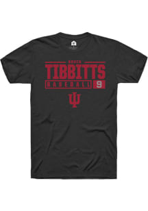 Brock Tibbitts  Indiana Hoosiers Black Rally NIL Stacked Box Short Sleeve T Shirt