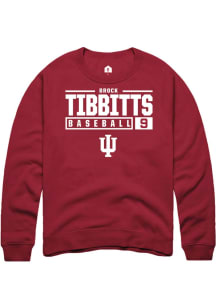 Brock Tibbitts Rally Mens Red Indiana Hoosiers NIL Stacked Box Crew Sweatshirt