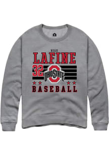 Noah Lafine Rally Mens Grey Ohio State Buckeyes NIL Striped Crew Sweatshirt