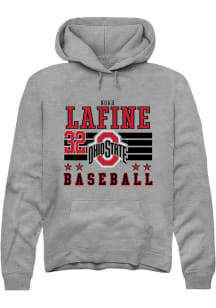 Noah Lafine Rally Mens Grey Ohio State Buckeyes NIL Striped Hooded Sweatshirt