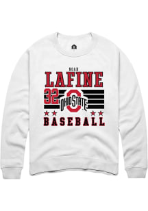 Noah Lafine Rally Mens White Ohio State Buckeyes NIL Striped Crew Sweatshirt