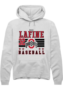 Noah Lafine Rally Mens White Ohio State Buckeyes NIL Striped Hooded Sweatshirt