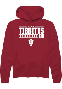 Brock Tibbitts Rally Mens Red Indiana Hoosiers NIL Stacked Box Hooded Sweatshirt