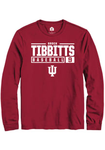 Brock Tibbitts  Indiana Hoosiers Red Rally NIL Stacked Box Long Sleeve T Shirt