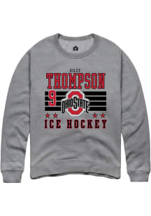 Riley Thompson Rally Mens Grey Ohio State Buckeyes NIL Striped Crew Sweatshirt