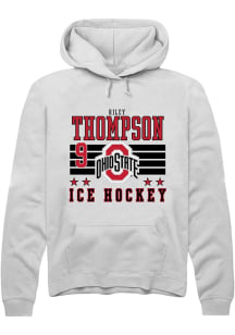 Riley Thompson Rally Mens White Ohio State Buckeyes NIL Striped Hooded Sweatshirt