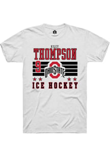 Riley Thompson White Ohio State Buckeyes NIL Striped Short Sleeve T Shirt