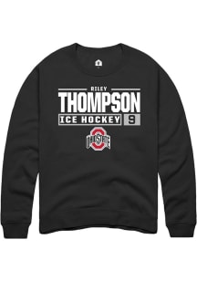 Riley Thompson Rally Mens Black Ohio State Buckeyes NIL Stacked Box Crew Sweatshirt