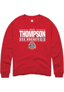 Riley Thompson Rally Mens Red Ohio State Buckeyes NIL Stacked Box Crew Sweatshirt