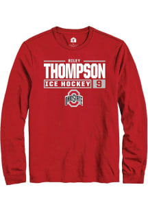 Riley Thompson Rally Mens Red Ohio State Buckeyes NIL Stacked Box Tee