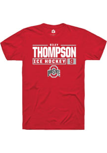 Riley Thompson Red Ohio State Buckeyes NIL Stacked Box Short Sleeve T Shirt