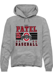 Sahil Patel Rally Mens Grey Ohio State Buckeyes NIL Striped Hooded Sweatshirt