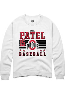 Sahil Patel Rally Mens White Ohio State Buckeyes NIL Striped Crew Sweatshirt