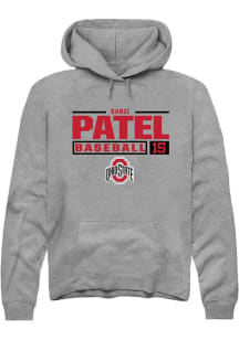 Sahil Patel Rally Mens Graphite Ohio State Buckeyes NIL Stacked Box Hooded Sweatshirt