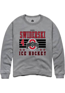 Sara Swiderski Rally Mens Grey Ohio State Buckeyes NIL Striped Crew Sweatshirt