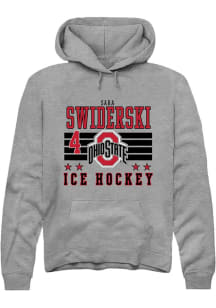 Sara Swiderski Rally Mens Grey Ohio State Buckeyes NIL Striped Hooded Sweatshirt