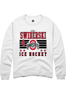 Sara Swiderski Rally Mens White Ohio State Buckeyes NIL Striped Crew Sweatshirt