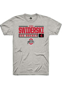 Sara Swiderski Ash Ohio State Buckeyes NIL Stacked Box Short Sleeve T Shirt