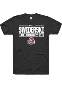 Sara Swiderski Black Ohio State Buckeyes NIL Stacked Box Short Sleeve T Shirt