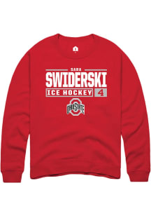 Sara Swiderski Rally Mens Red Ohio State Buckeyes NIL Stacked Box Crew Sweatshirt