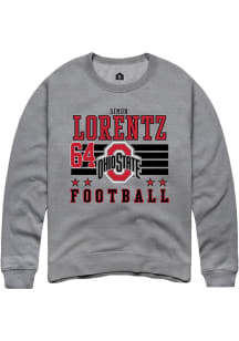 Simon Lorentz Rally Mens Grey Ohio State Buckeyes NIL Striped Crew Sweatshirt