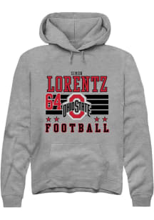Simon Lorentz Rally Mens Grey Ohio State Buckeyes NIL Striped Hooded Sweatshirt
