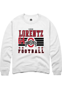 Simon Lorentz Rally Mens White Ohio State Buckeyes NIL Striped Crew Sweatshirt