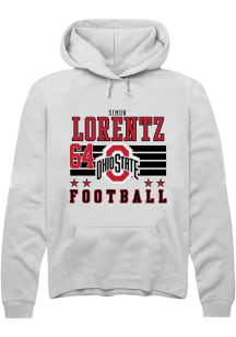Simon Lorentz Rally Mens White Ohio State Buckeyes NIL Striped Hooded Sweatshirt
