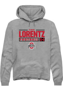 Simon Lorentz Rally Mens Graphite Ohio State Buckeyes NIL Stacked Box Hooded Sweatshirt