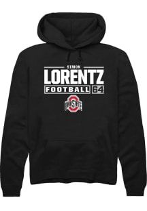Simon Lorentz Rally Mens Black Ohio State Buckeyes NIL Stacked Box Hooded Sweatshirt