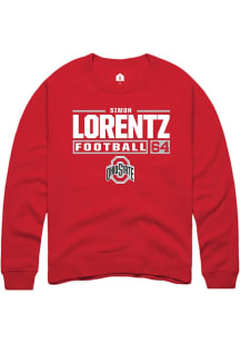 Simon Lorentz Rally Mens Red Ohio State Buckeyes NIL Stacked Box Crew Sweatshirt