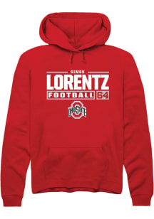 Simon Lorentz Rally Mens Red Ohio State Buckeyes NIL Stacked Box Hooded Sweatshirt