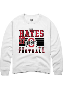 Zach Hayes Rally Mens White Ohio State Buckeyes NIL Striped Crew Sweatshirt