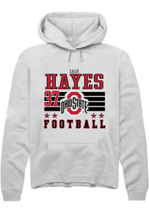 Zach Hayes Rally Mens White Ohio State Buckeyes NIL Striped Hooded Sweatshirt