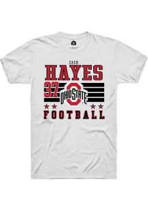 Zach Hayes White Ohio State Buckeyes NIL Striped Short Sleeve T Shirt