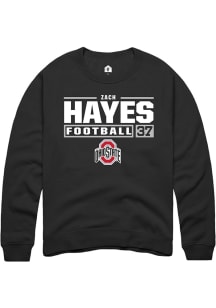 Zach Hayes Rally Mens Black Ohio State Buckeyes NIL Stacked Box Crew Sweatshirt