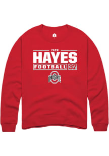 Zach Hayes Rally Mens Red Ohio State Buckeyes NIL Stacked Box Crew Sweatshirt