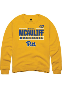 Daniel McAuliff Rally Mens Gold Pitt Panthers NIL Stacked Box Crew Sweatshirt