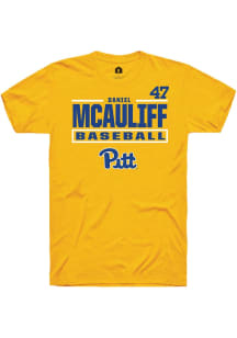 Daniel McAuliff Gold Pitt Panthers NIL Stacked Box Short Sleeve T Shirt