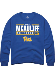 Daniel McAuliff Rally Mens Blue Pitt Panthers NIL Stacked Box Crew Sweatshirt
