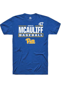 Daniel McAuliff Blue Pitt Panthers NIL Stacked Box Short Sleeve T Shirt