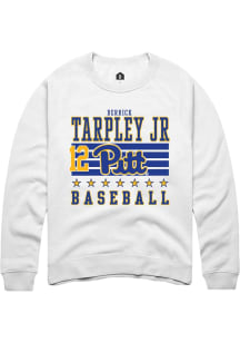Derrick Tarpley Jr Rally Mens White Pitt Panthers NIL Striped Crew Sweatshirt
