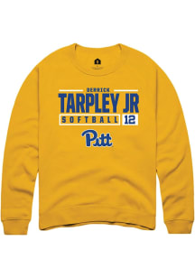 Derrick Tarpley Jr Rally Mens Gold Pitt Panthers NIL Stacked Box Crew Sweatshirt
