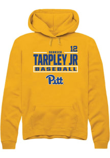 Derrick Tarpley Jr Rally Mens Gold Pitt Panthers NIL Stacked Box Hooded Sweatshirt