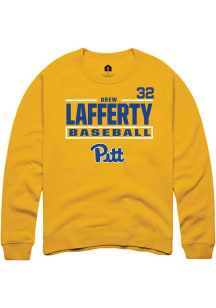 Drew Lafferty Rally Mens Gold Pitt Panthers NIL Stacked Box Crew Sweatshirt