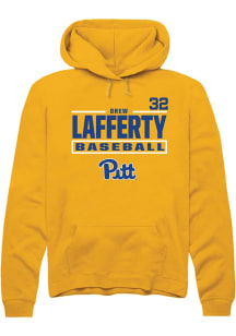 Drew Lafferty Rally Mens Gold Pitt Panthers NIL Stacked Box Hooded Sweatshirt